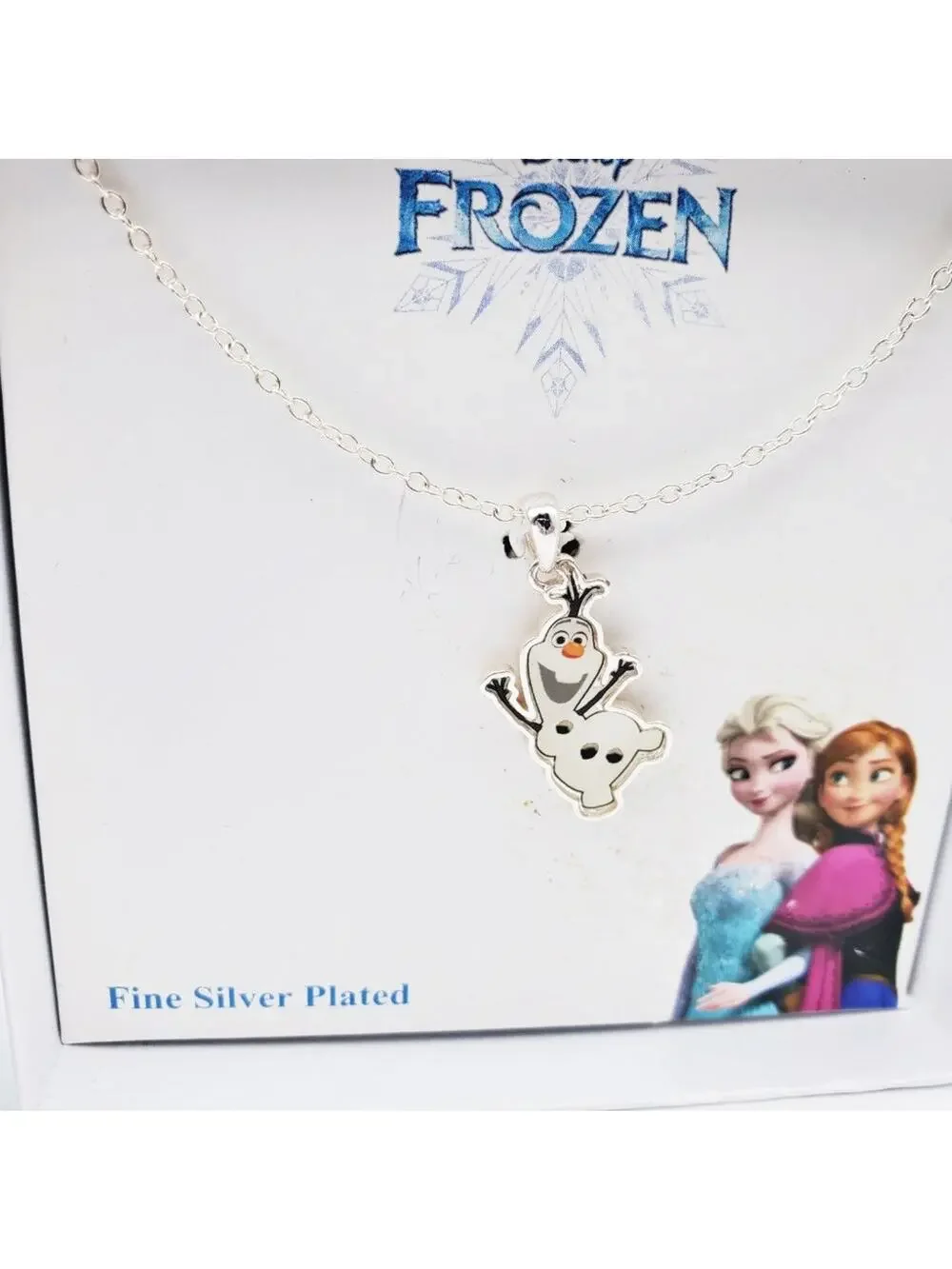 Disney Frozen Olaf Silver Necklace Pendant Chain Jewelry